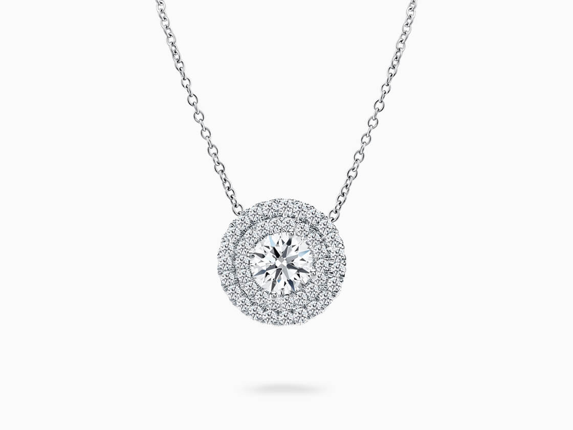 Star Carat Classic Double Halo Diamond Necklace | Star Carat Shop